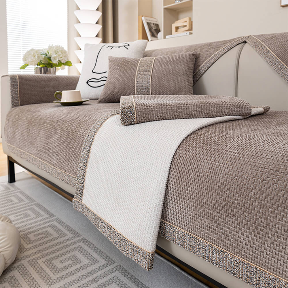 Sofa Cover | Tweed Woven Texture, Chenille Fabric 1
