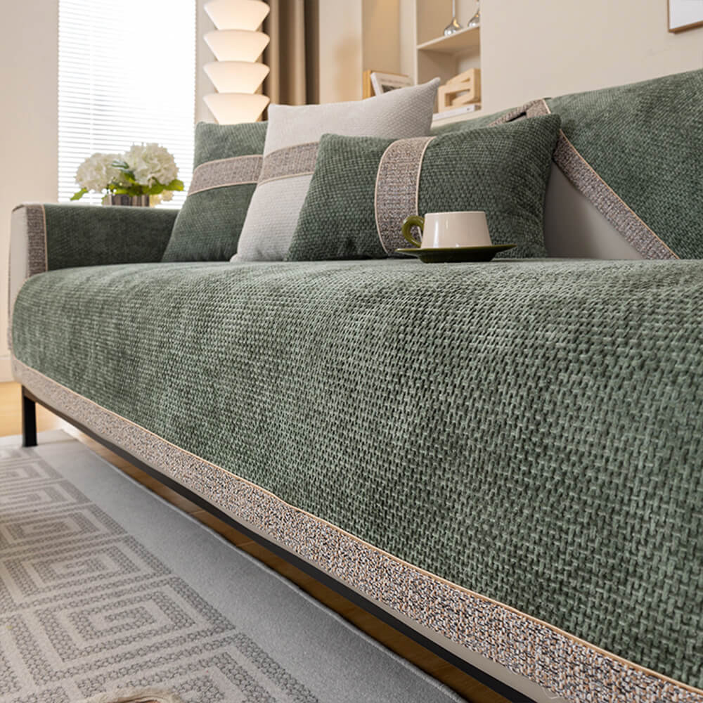 Sofa Cover | Tweed Woven Texture, Chenille Fabric 11