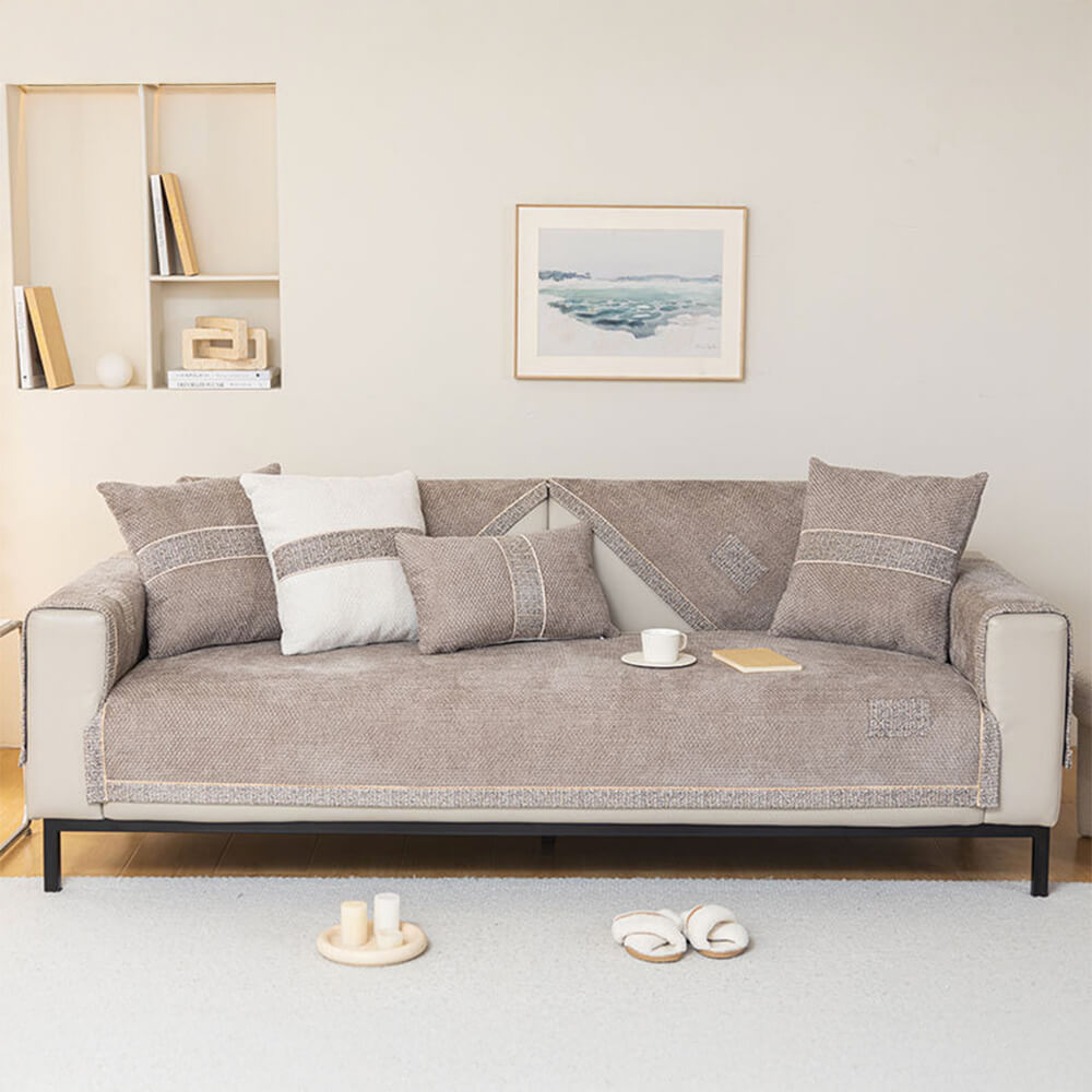 Sofa Cover | Tweed Woven Texture, Chenille Fabric 5