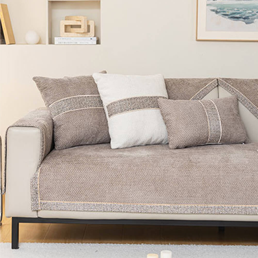 Sofa Cover | Tweed Woven Texture, Chenille Fabric 6