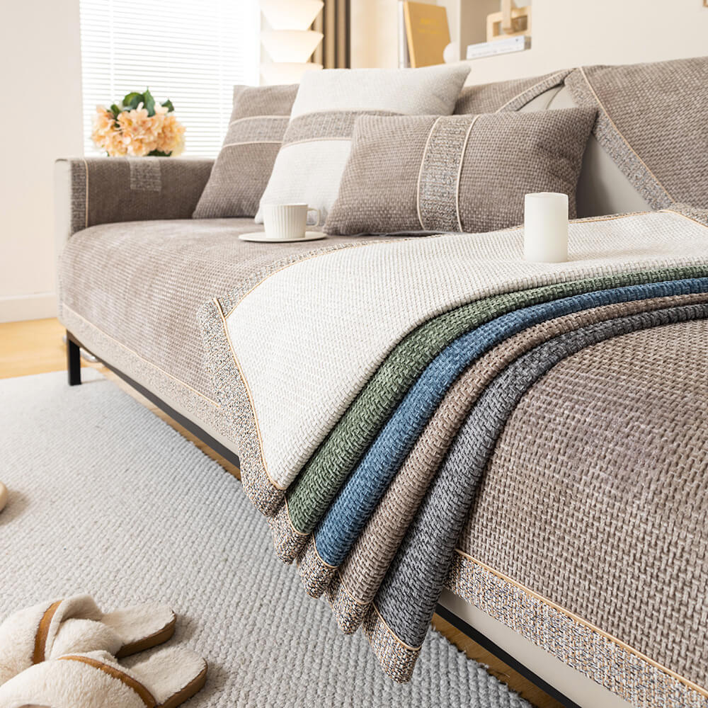 Sofa Cover | Tweed Woven Texture, Chenille Fabric 7