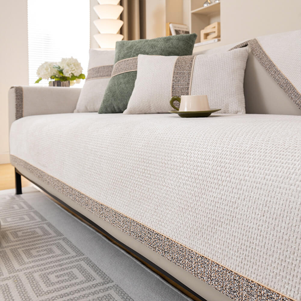 Sofa Cover | Tweed Woven Texture, Chenille Fabric 8