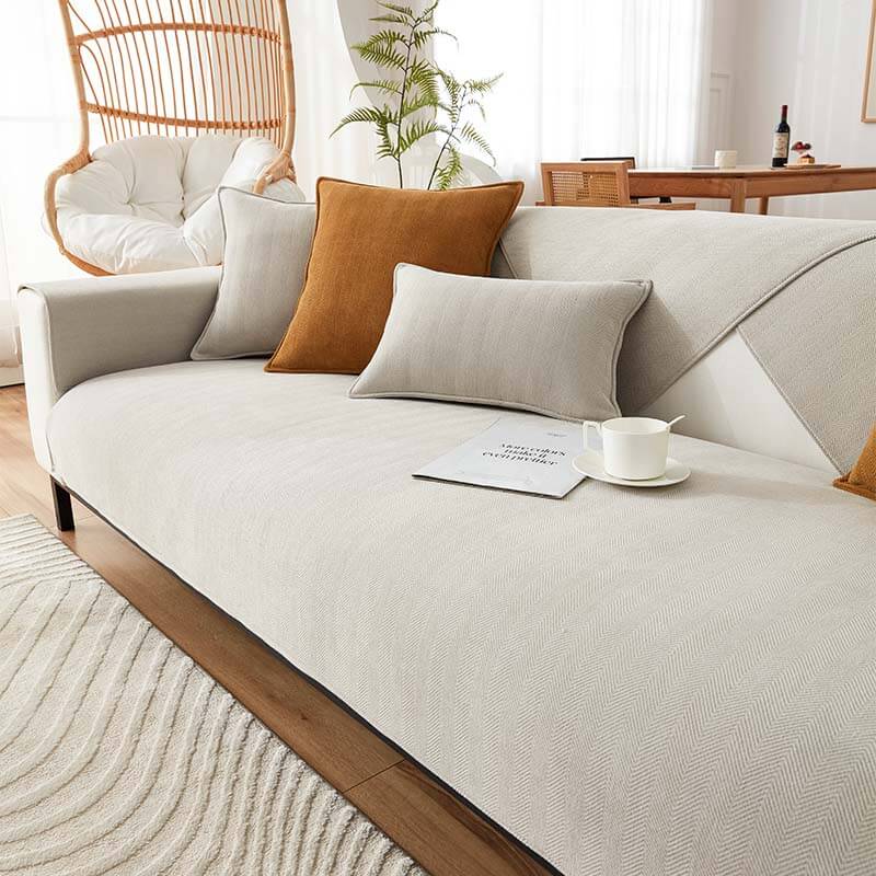 Sofa Cover | Waterproof Chenille, Stain-Resistant Herringbone 12