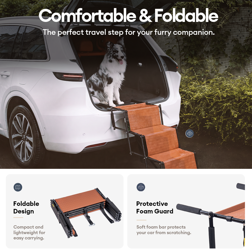 Foldable Dog Stairs – Wide Non-Slip Steps for Cars