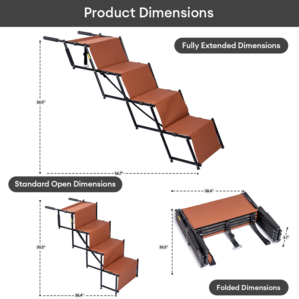 Foldable Dog Stairs – Wide Non-Slip Steps for Cars