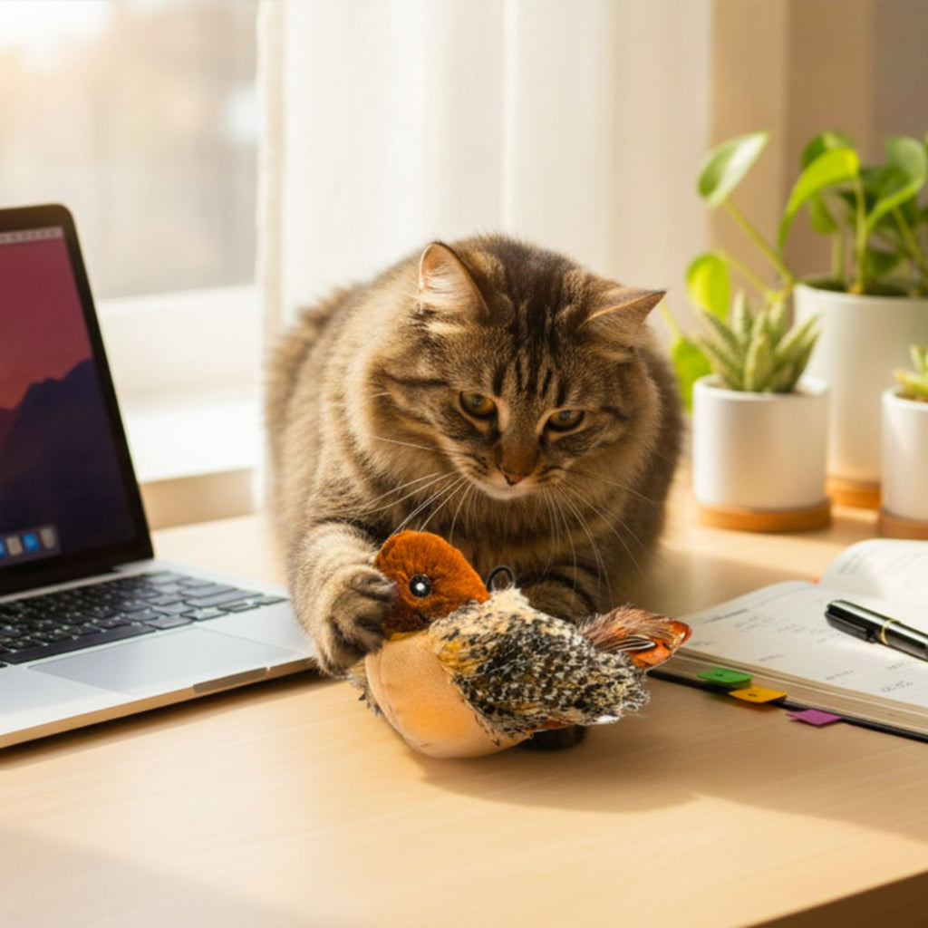 Interactive Cat Toy | Chirping Bird, Flapping Wings & Tail