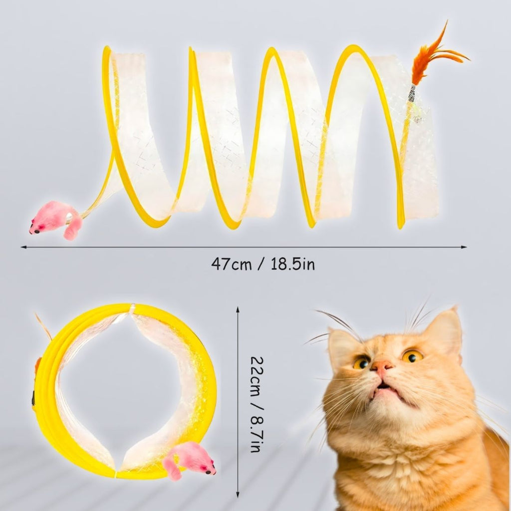 Foldable Cat Tunnel with Feather Toys & Sisal Balls