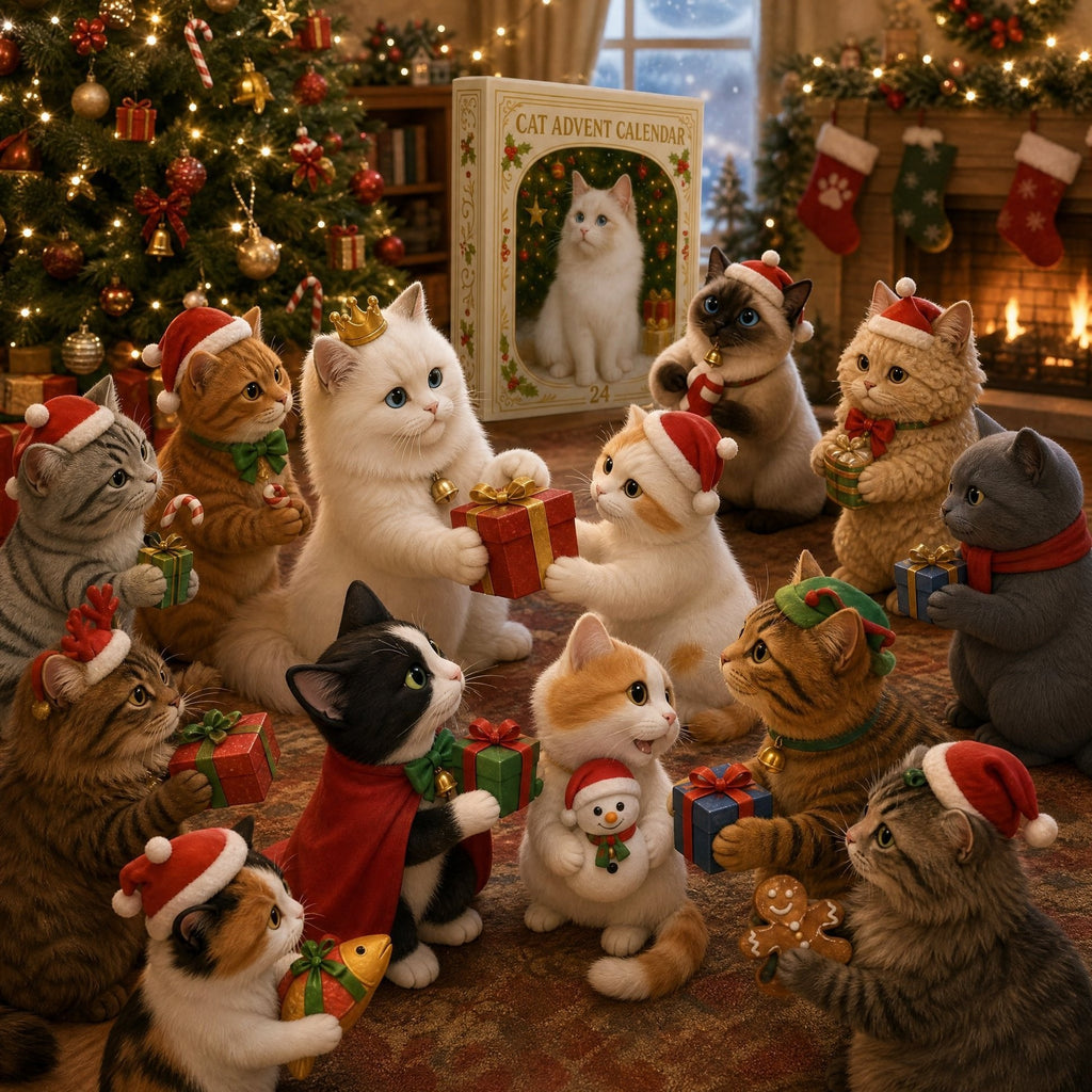 Cat advent calendar with 24 numbered doors