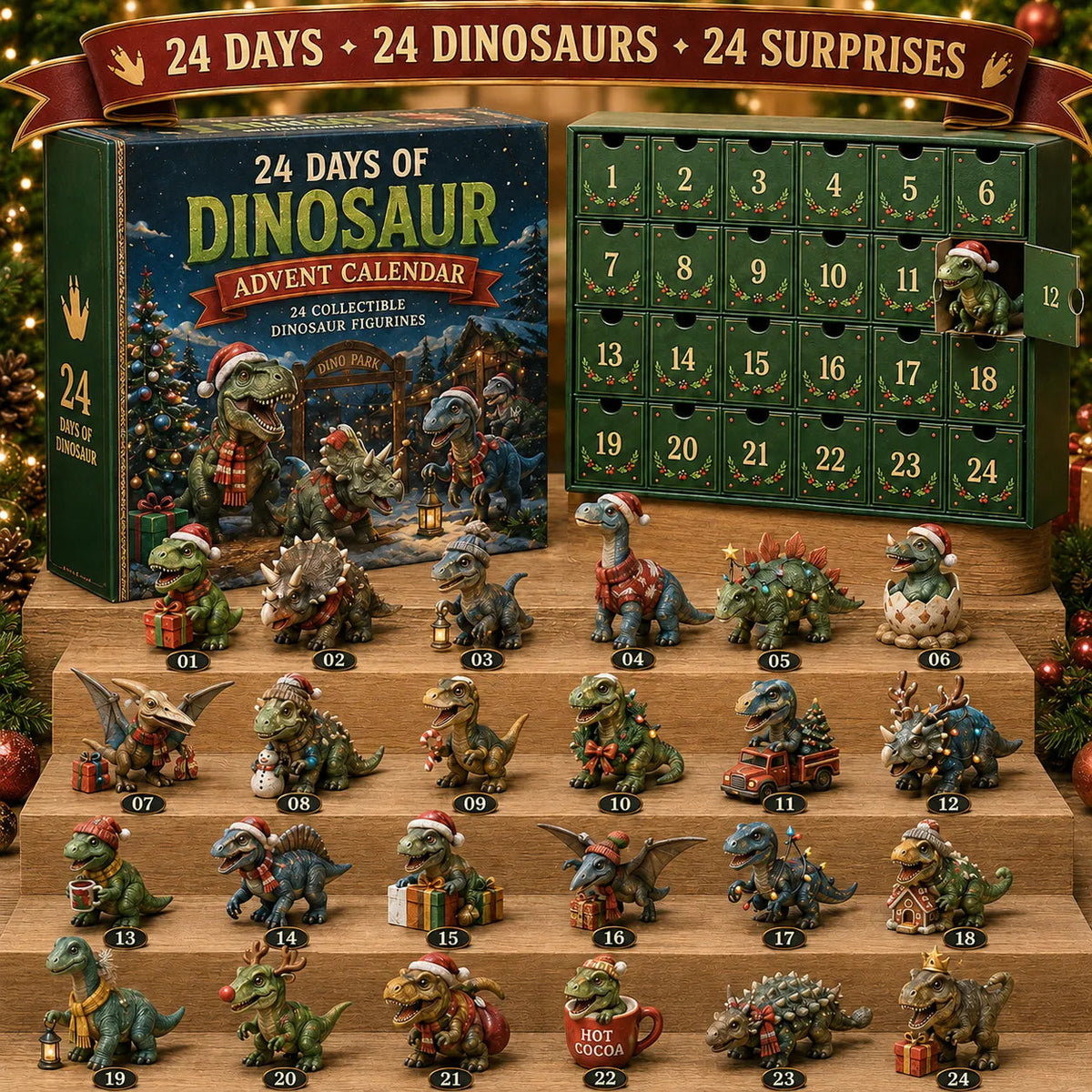 Dinosaur Advent Calendar 2026 with 24 Collectible Figurines