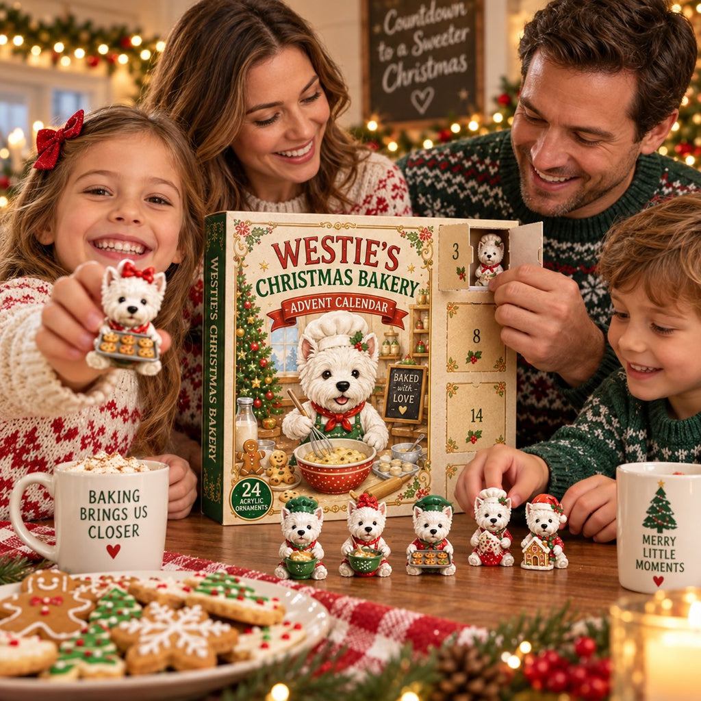 Family opening the Westie advent calendar